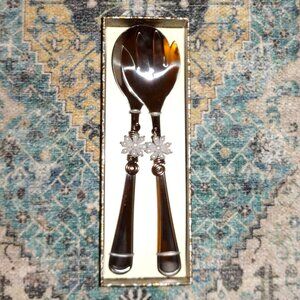 *WILD EYE* Salad Servers Kitchen Utensil Fork&Spoon  pearls/copper design NEW
